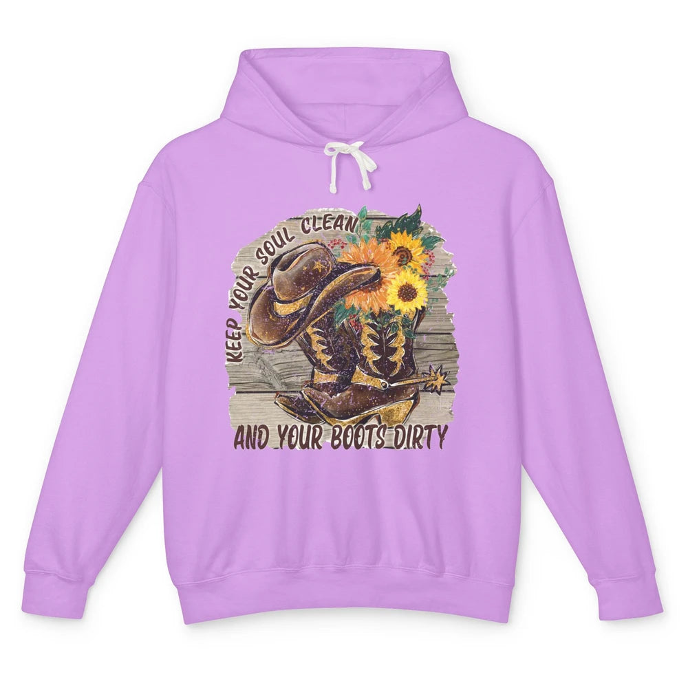 Floral Cowboy Boots Keep Your Soul Clean Boots Dirty Western Unisex Lightweight Hoodie