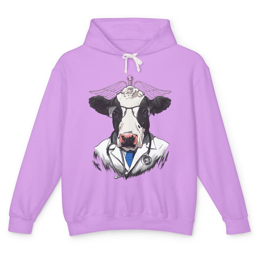 Funny Cow Vet Doctor Physician Surgeon Vet Tech Veterinarian Unisex Lightweight Hoodie