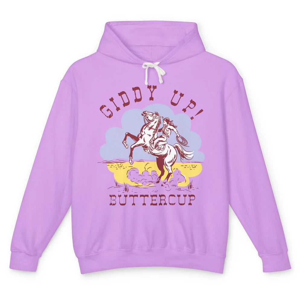 Retro Cowgirl Hold Your Horse Giddy Up Western Cowboy Gift Unisex Lightweight Hoodie