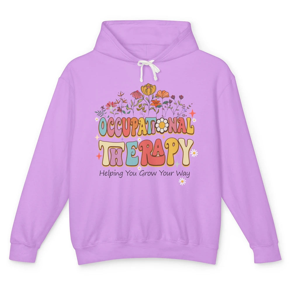 Groovy Occupational Therapy OT Therapist Wildflower Daisy Unisex Lightweight Hoodie