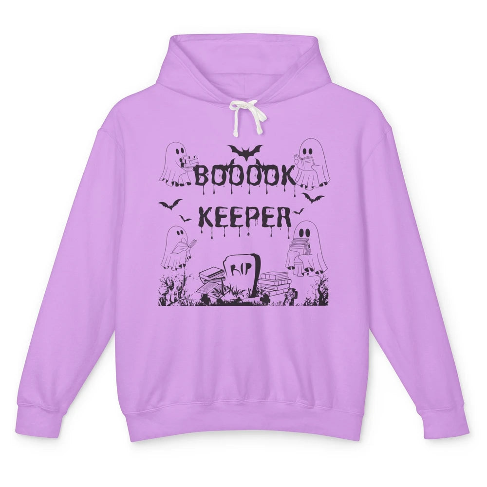 Ghost Reading Bookkeeper Librarian Halloween Book Lover Gift Unisex Lightweight Hoodie