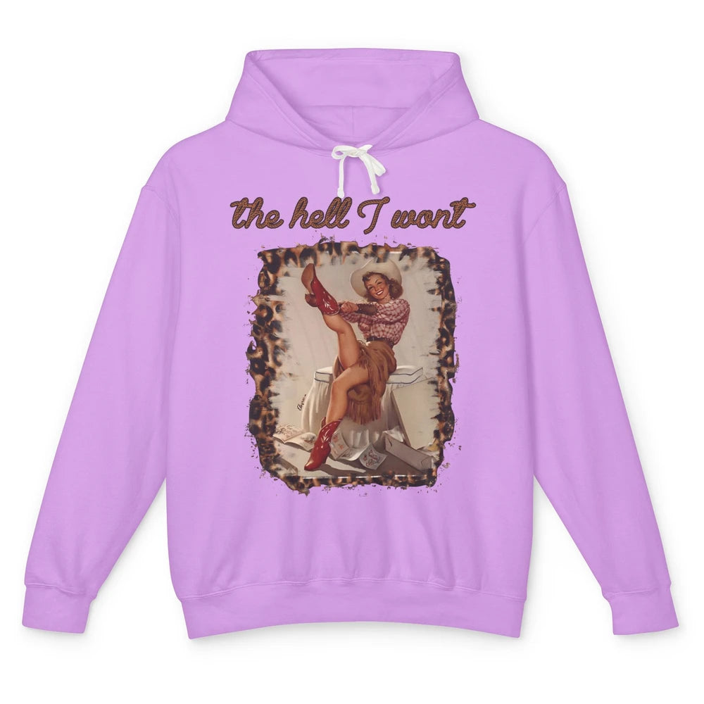 Leopard Boho Cowgirl Boots The Hell I Won't Western Country Unisex Lightweight Hoodie