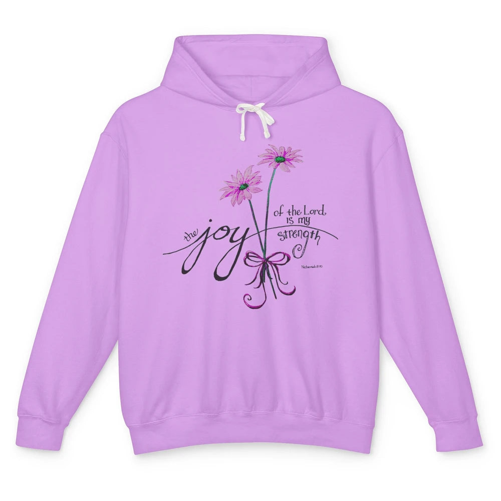 Joy Of Lord My Strength Minimalist Floral Jesus Christian Unisex Lightweight Hoodie