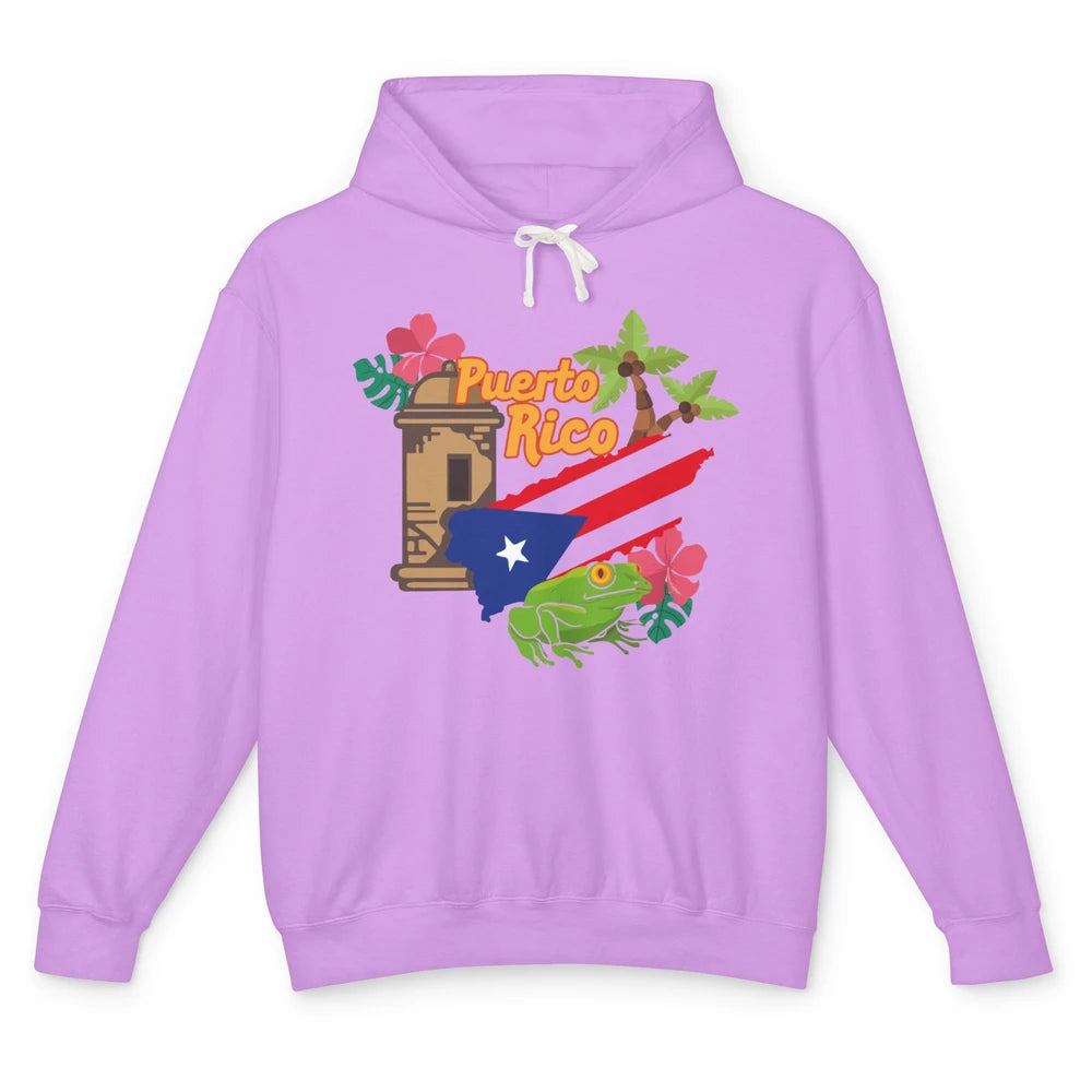 Leopard Flower Puerto Rico Flag Frog Summer Puerto Rican Unisex Lightweight Hoodie