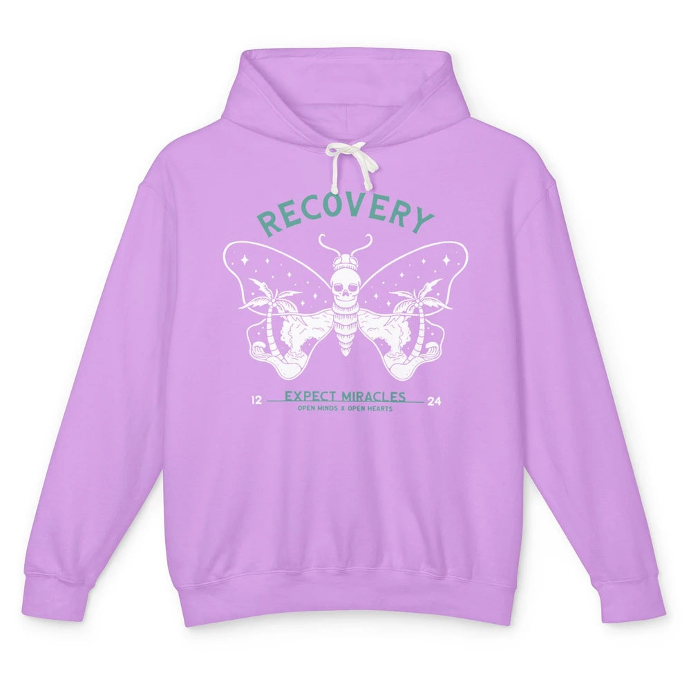 Butterfly Skull Skeleton Addiction Recovery Awareness Gothic Unisex Lightweight Hoodie