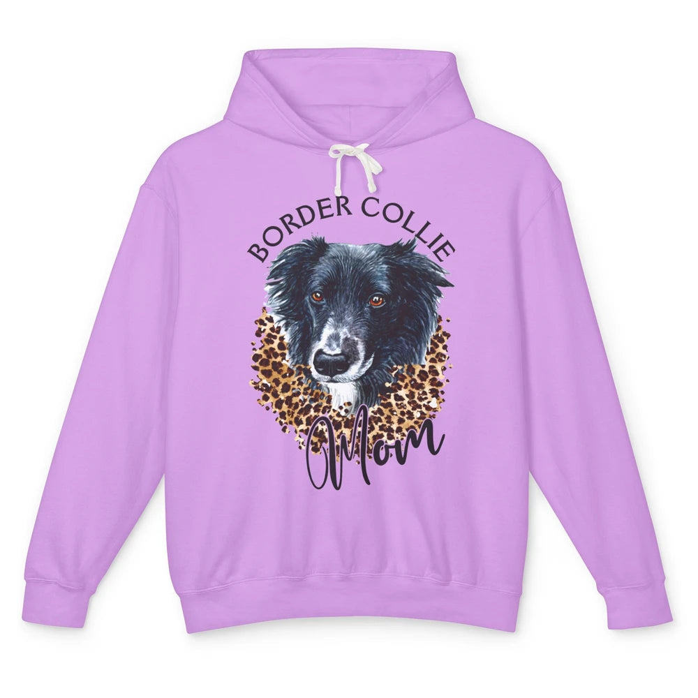 Border Collie Mom Dog Lover Gift Border Collie Leopard Print Unisex Lightweight Hoodie