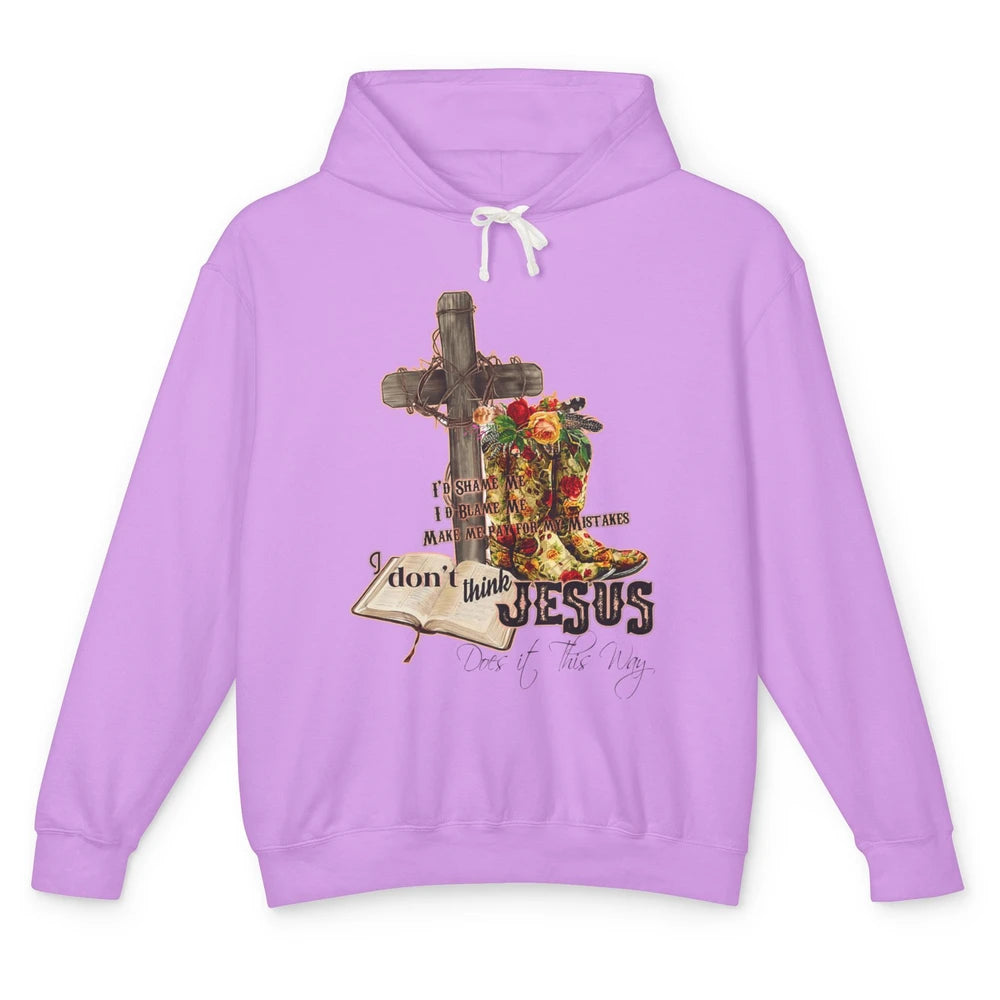 Floral Cowgirl Boots Jesus Done It Cross Faith Bible Verse Unisex Lightweight Hoodie