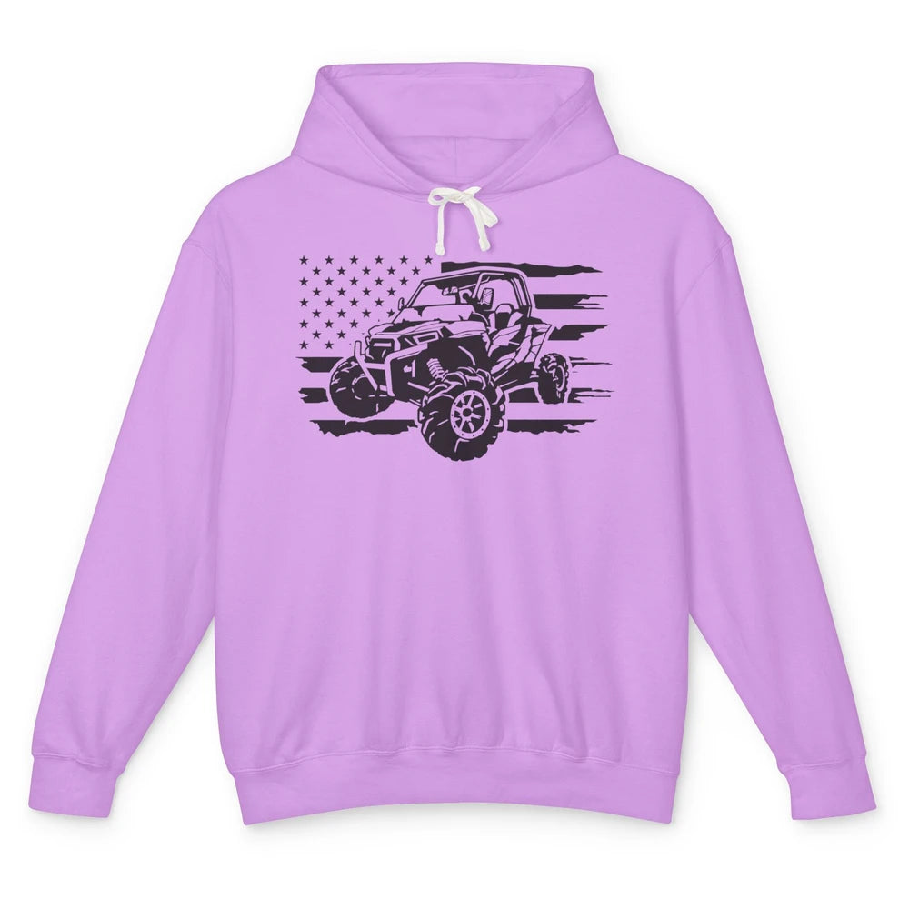 Retro US Flag ATV Side By Side Rider UTV Offroad SXS Life Unisex Lightweight Hoodie