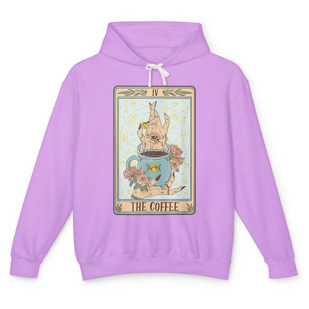 The Coffee Witch Eye Latte Tarot Card Mystical Halloween Unisex Lightweight Hoodie