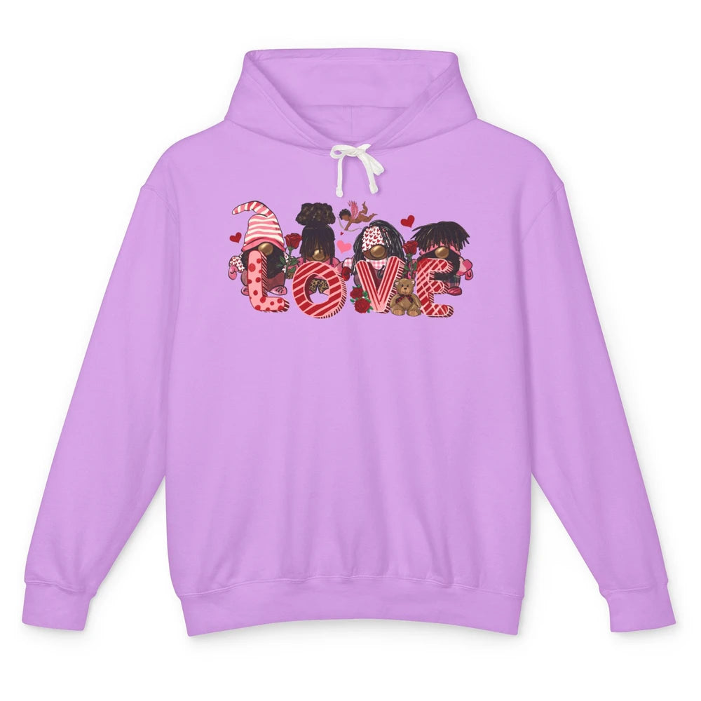 Afro Gnome Love Valentine African American Valentine's Day Unisex Lightweight Hoodie