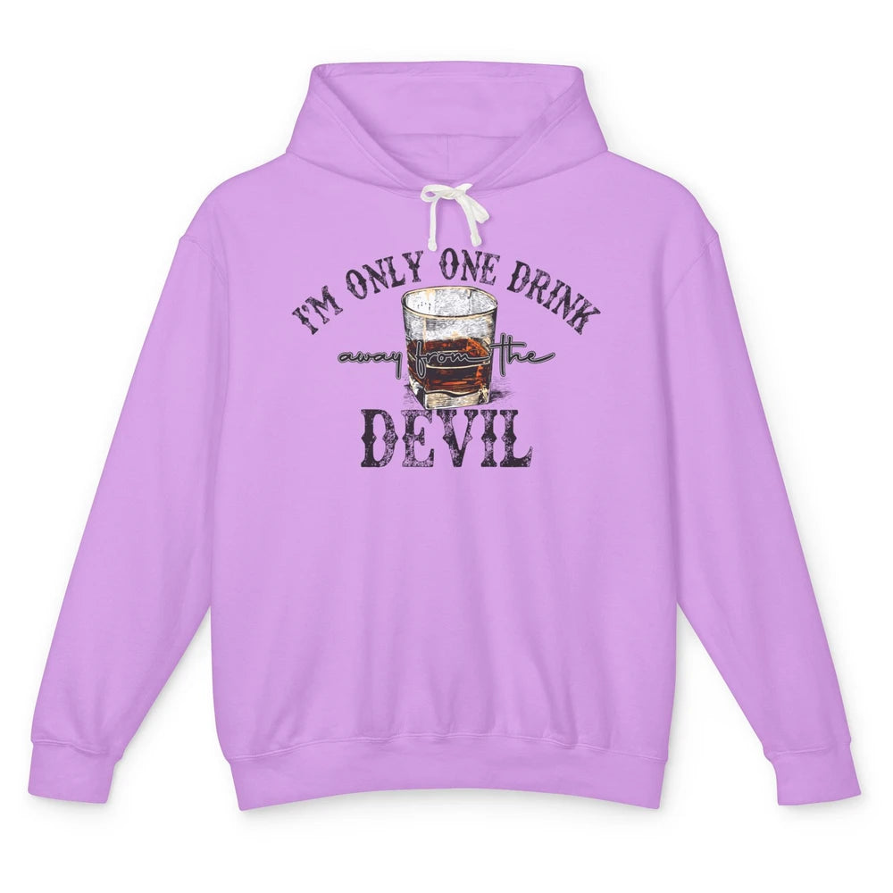 Retro Whiskey I'm Only One Drink Away From The Devil Western Unisex Lightweight Hoodie