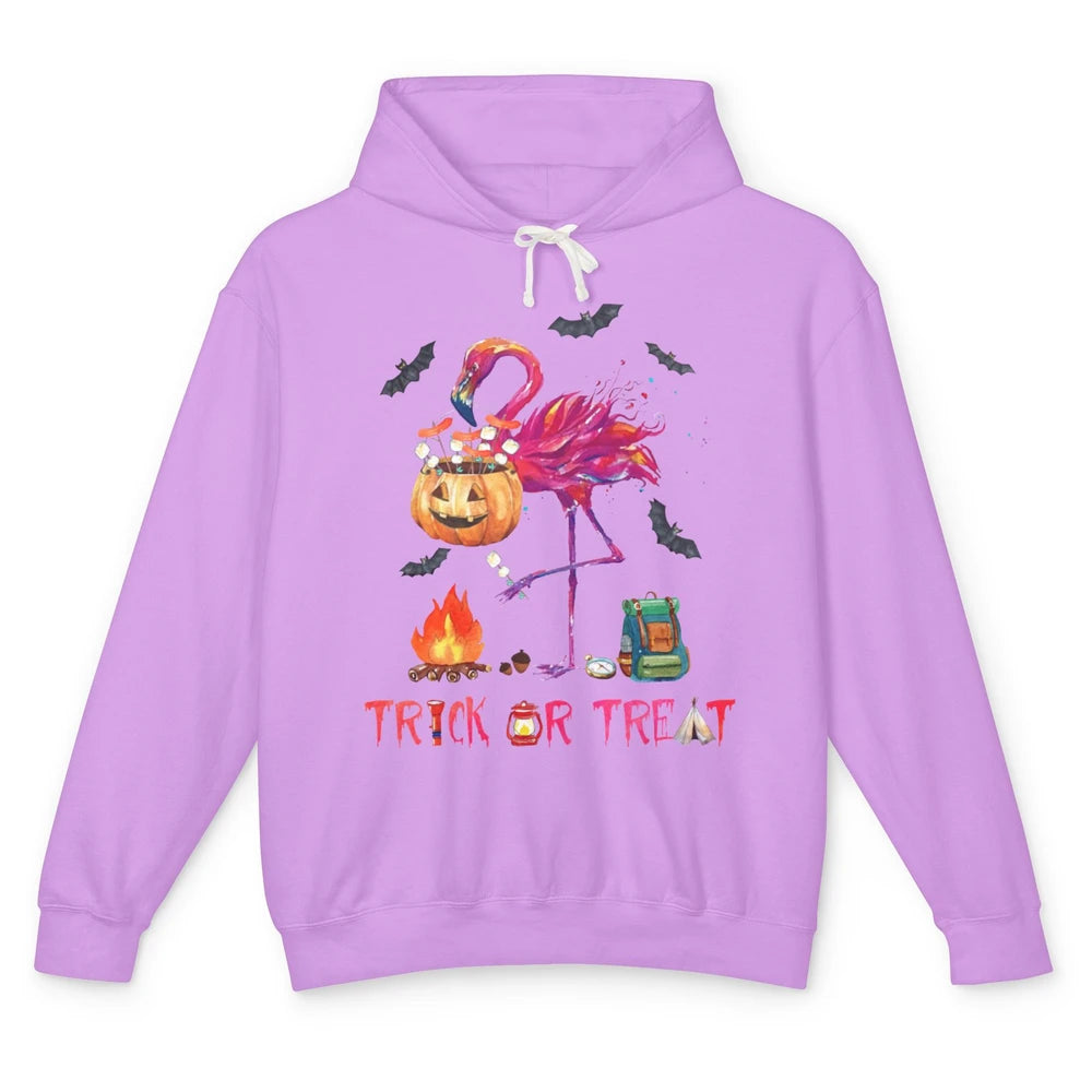 Flamingo Trick or Treat Halloween Camping Lovers Gift Unisex Lightweight Hoodie