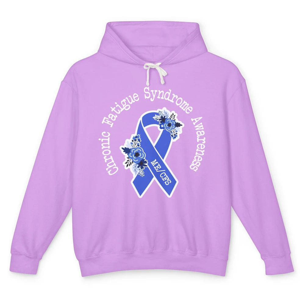 ME/CFS Chronic Fatigue Syndrome Awareness Floral Blue Ribbon Unisex Lightweight Hoodie