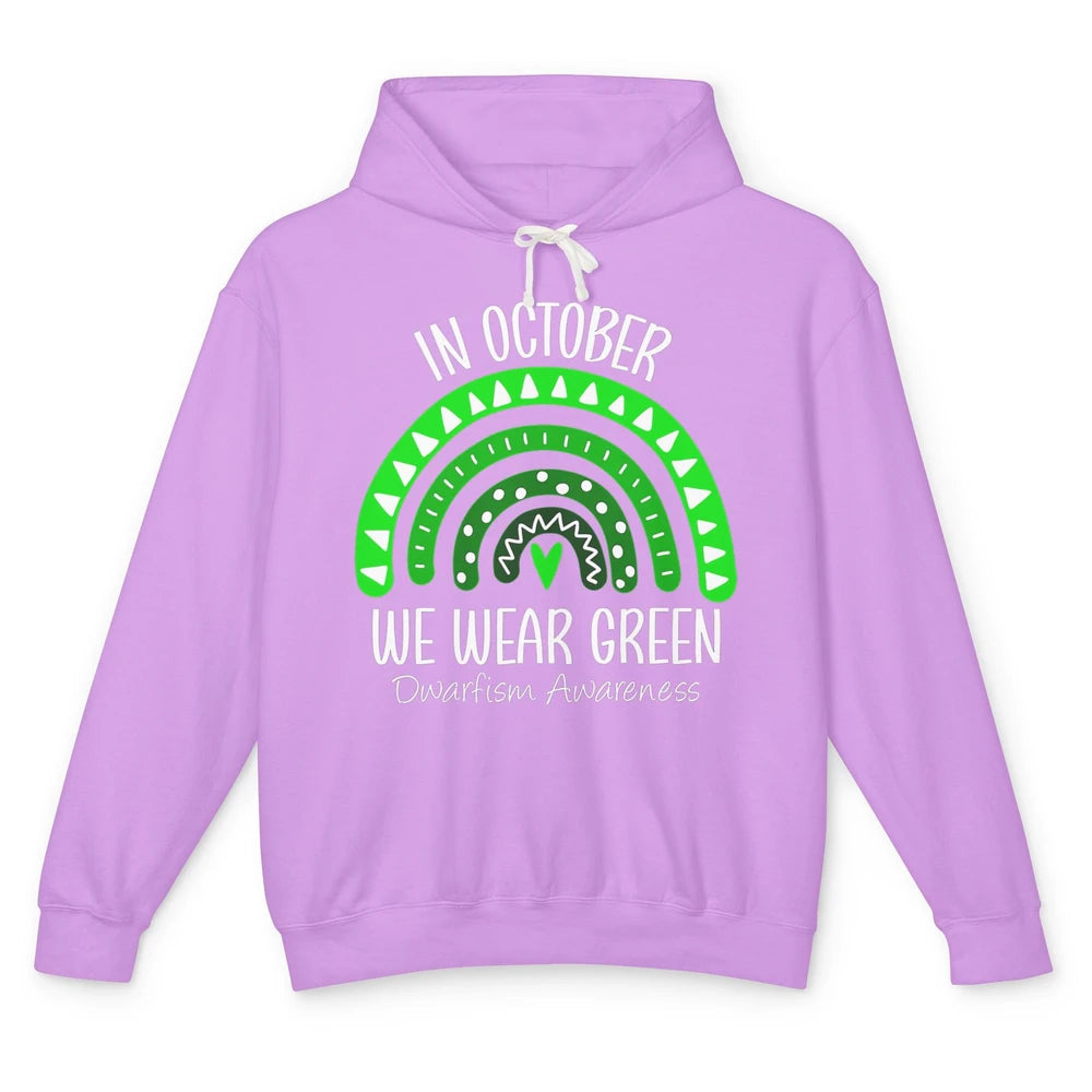 Dwarfism Awareness Month In October Wear Green Heart Rainbow Unisex Lightweight Hoodie