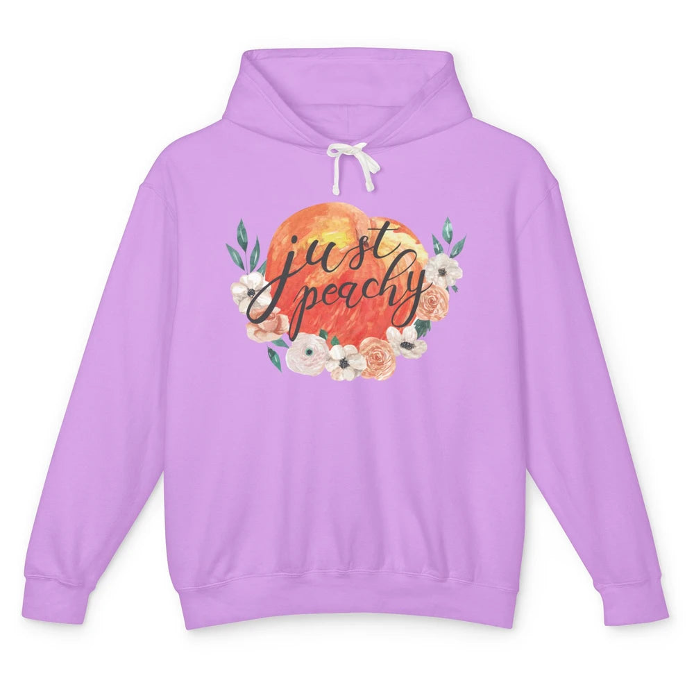 Just Peachy Retro 70s Georgia Peaches Summer Fruit Unisex Lightweight Hoodie