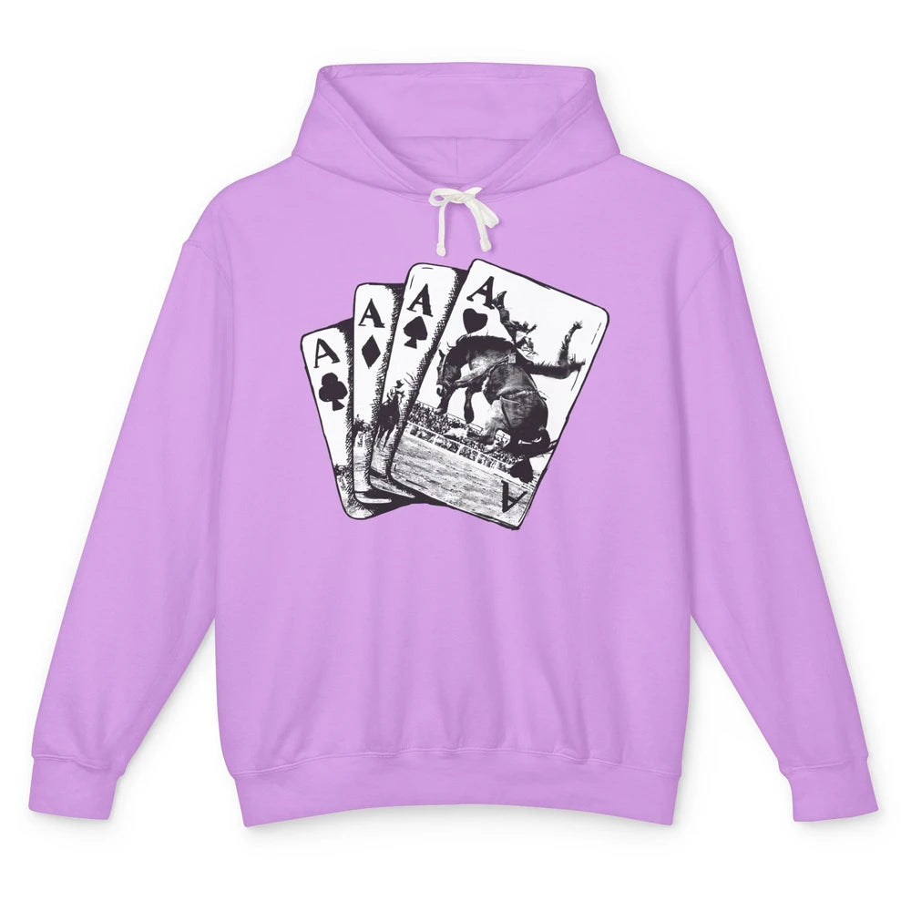 Punchy Cowboy Horsing Playing Cards Western Cowboy Rodeo Unisex Lightweight Hoodie