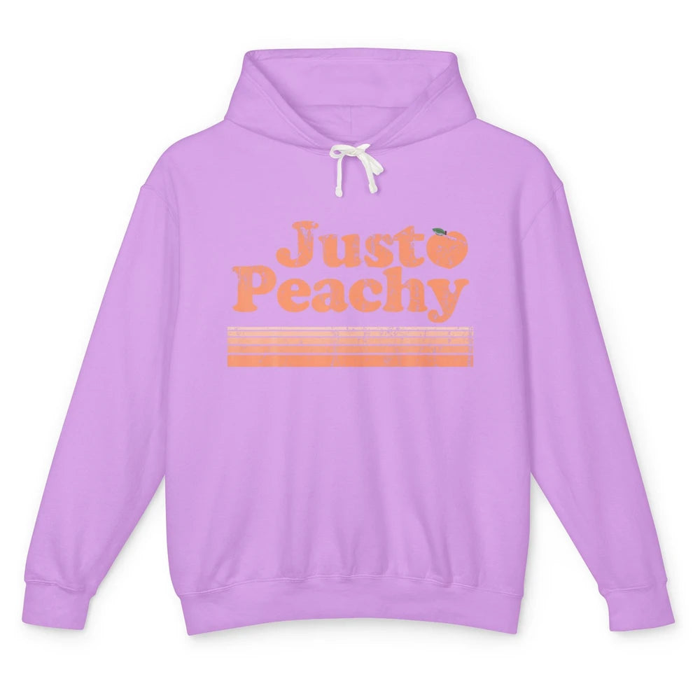 Just Peachy Retro 70s Georgia Peaches Summer Fruit Vegan Unisex Lightweight Hoodie