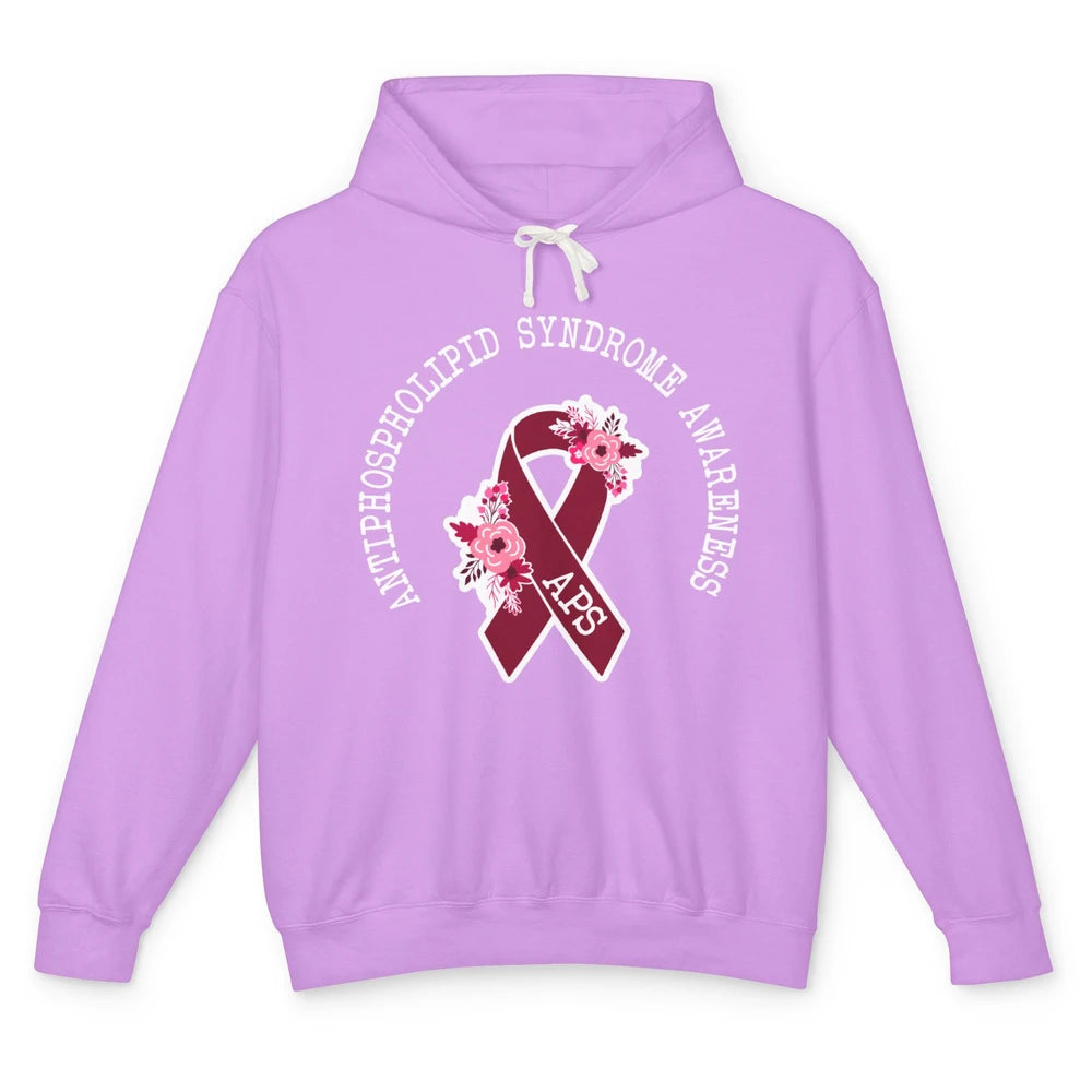 Antiphospholipid Syndrome Awareness APS Burgundy Ribbon Unisex Lightweight Hoodie