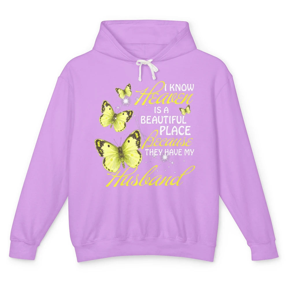 Heaven Beautiful Place They Have My Husband Butterfly Angel Unisex Lightweight Hoodie