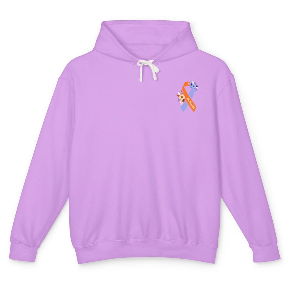 Psoriasis Awareness Floral Ribbon Rainbow Skin Diseases Unisex Lightweight Hoodie