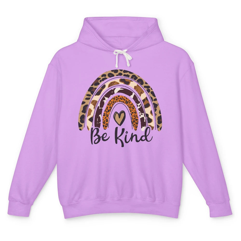 Be Kind Leopard Rainbow Cheetah Rainbow Cute Heart Love Unisex Lightweight Hoodie