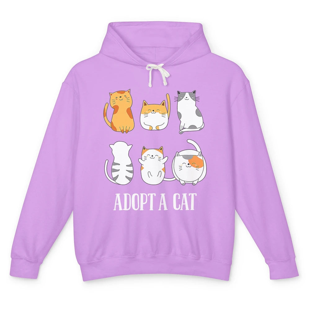 Funny Adopt A Cat Happy Foster Adopt Kitten Adoption Rescue Unisex Lightweight Hoodie