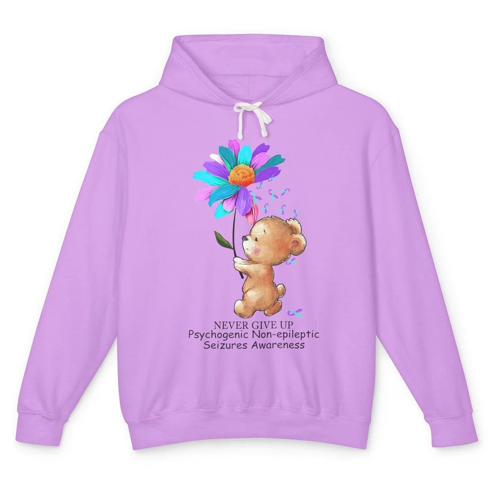 PNES Awareness Purple Teal Ribbon Sunflower Baby Elephant Unisex Lightweight Hoodie