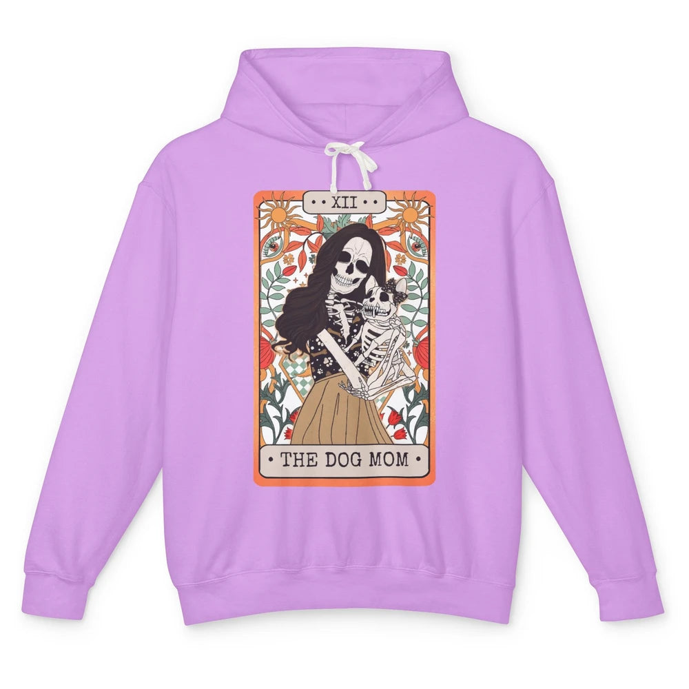 Retro Skeleton Tarot Card The Dog Mom Halloween Dog Lovers Unisex Lightweight Hoodie