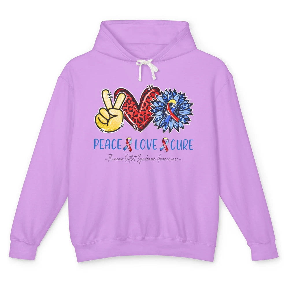 Thoracic Outlet Syndrome Awareness Peace Love Cure Sunflower Unisex Lightweight Hoodie