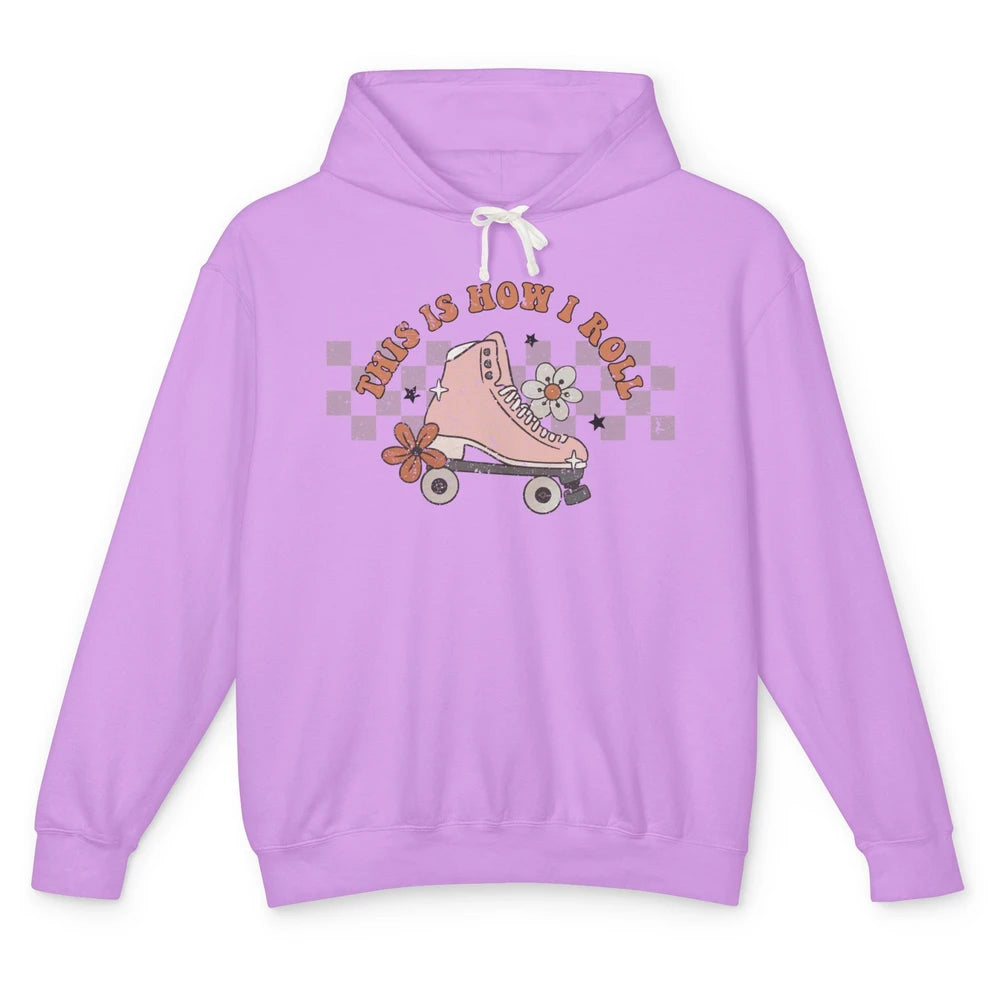 Retro Boho Roller Skate Groovy Daisy Skateboard Skater Gift Unisex Lightweight Hoodie