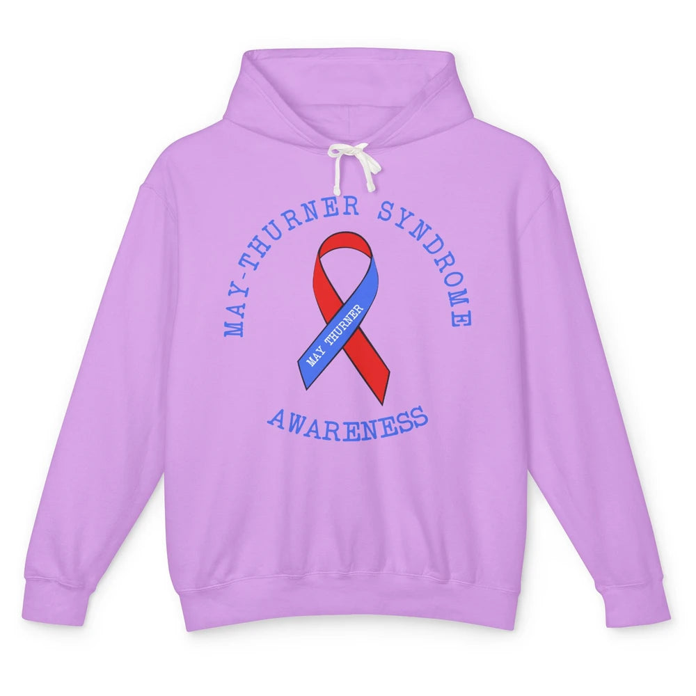 May-thurner Syndrome Awareness Red Blue Ribbon Rainbow Unisex Lightweight Hoodie