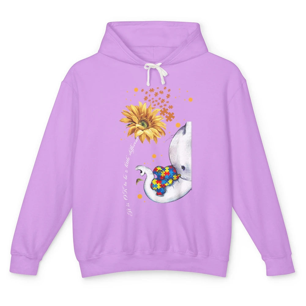 Sunflower Autism Elephant Mom It's Okay To Be Different Unisex Lightweight Hoodie