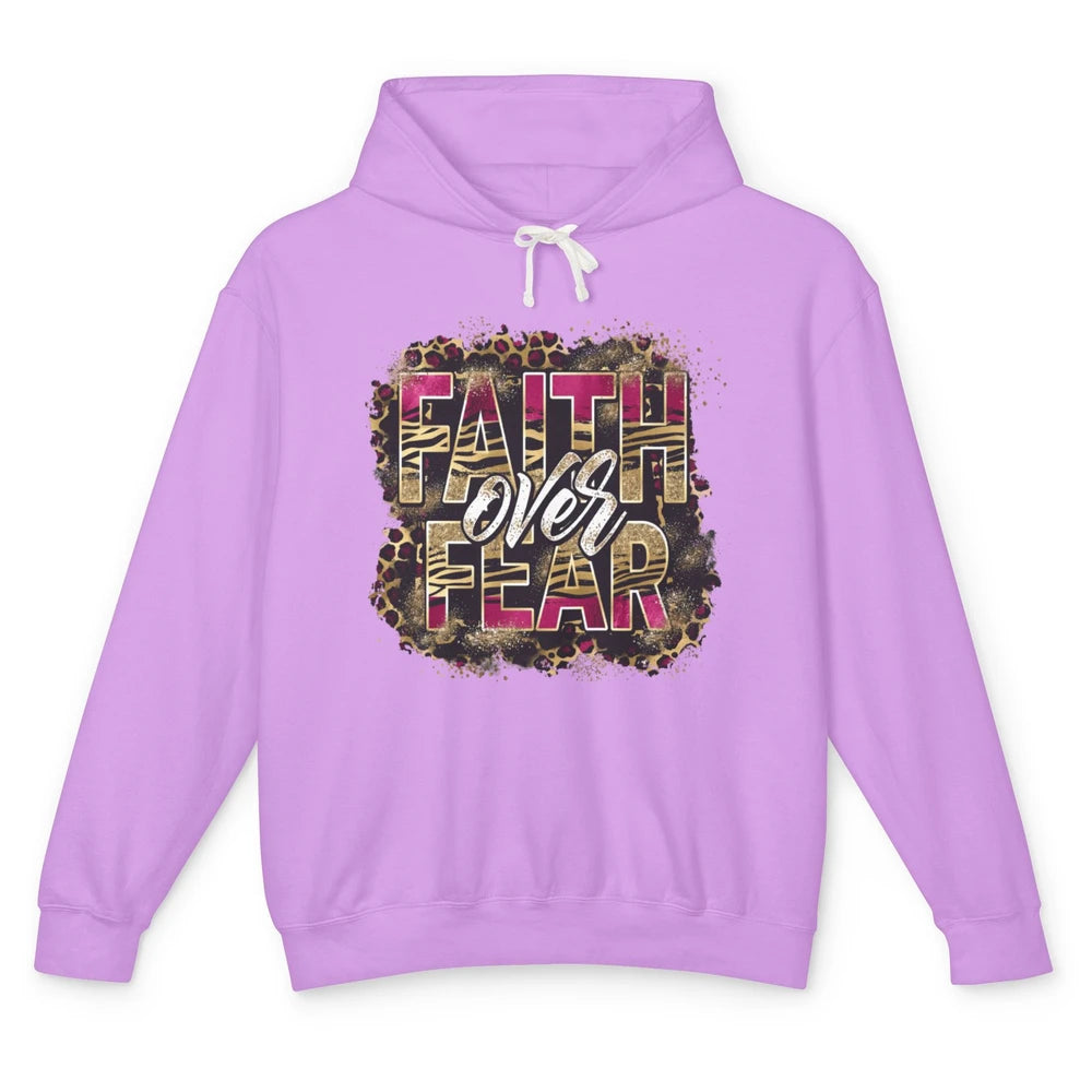 Leopard Faith Over Fear Christian Jesus Christ God Bible Unisex Lightweight Hoodie