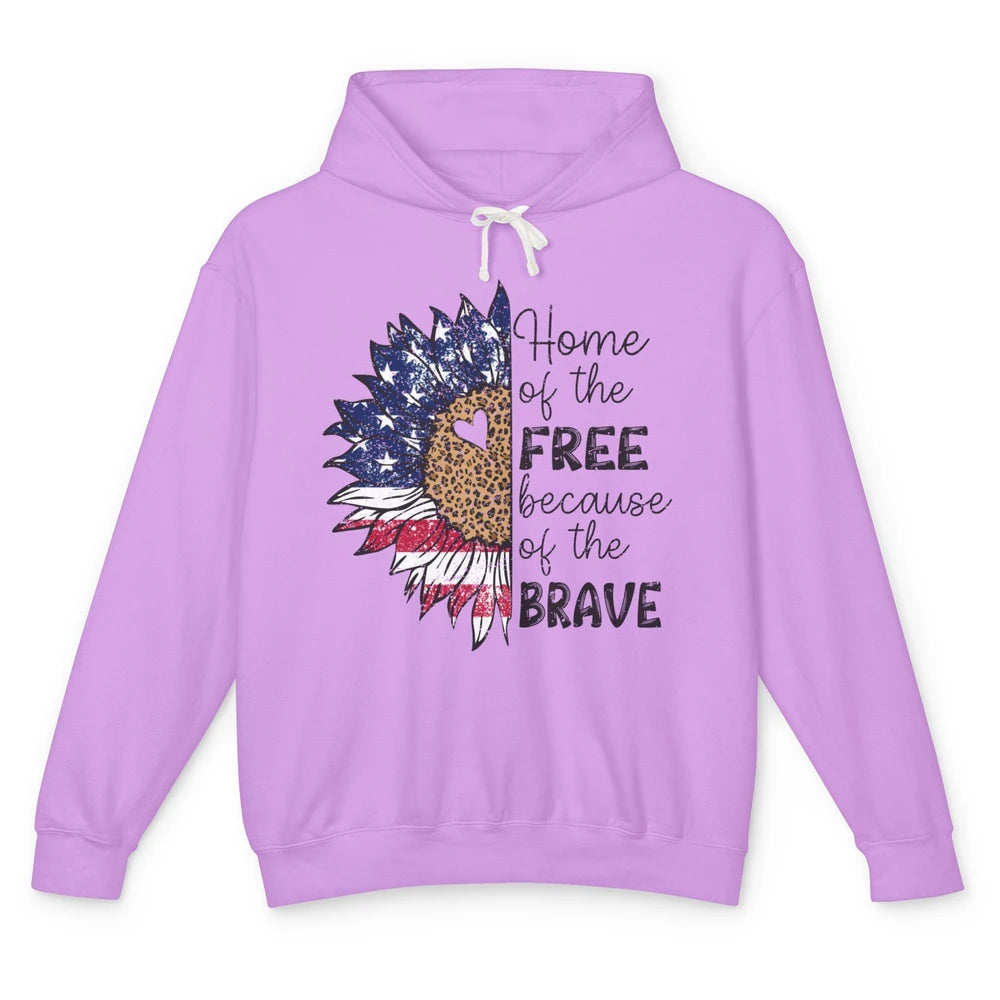 Sunflower 4th Of July Home Of The Free Because Of The Brave Unisex Lightweight Hoodie