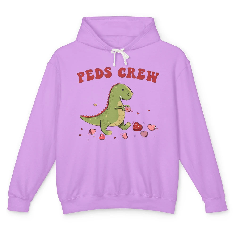 Pediatric Nurse Valentines Dinosaur Peds Crew Valentines Day Unisex Lightweight Hoodie