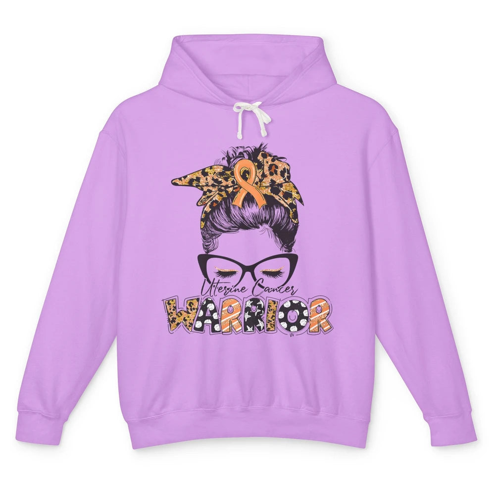 Messy Hair Leopard Woman Warrior Uterine Cancer Awareness Unisex Lightweight Hoodie