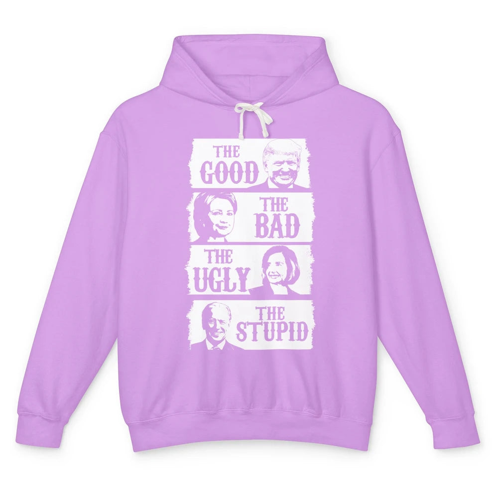 Funny Trump The Good The Bad The Stupid Anti Biden Democrats Unisex Lightweight Hoodie