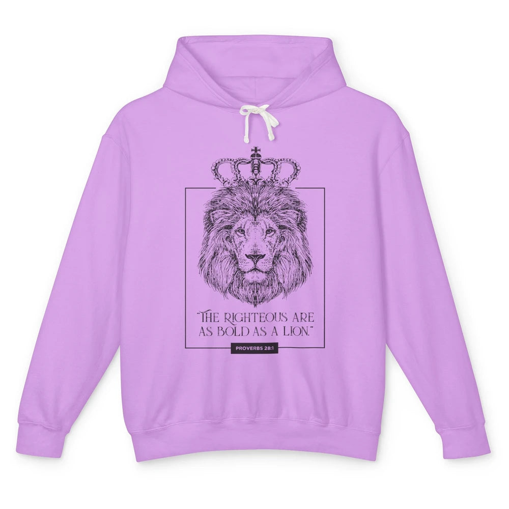 Lion Christian The Righteous Are Bold As A Lion Bible Verse Unisex Lightweight Hoodie