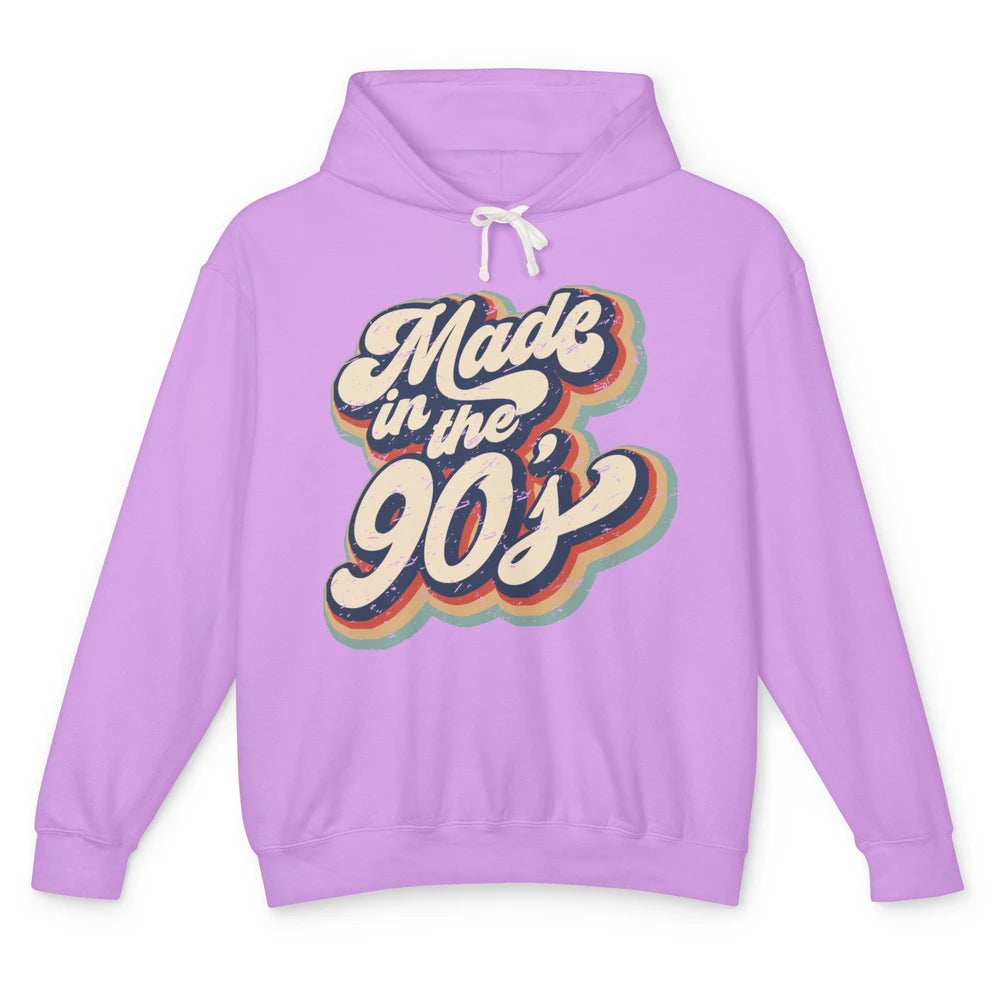 Retro Vintage Made In The 90's 1990s Born Birthday Day Gift Unisex Lightweight Hoodie