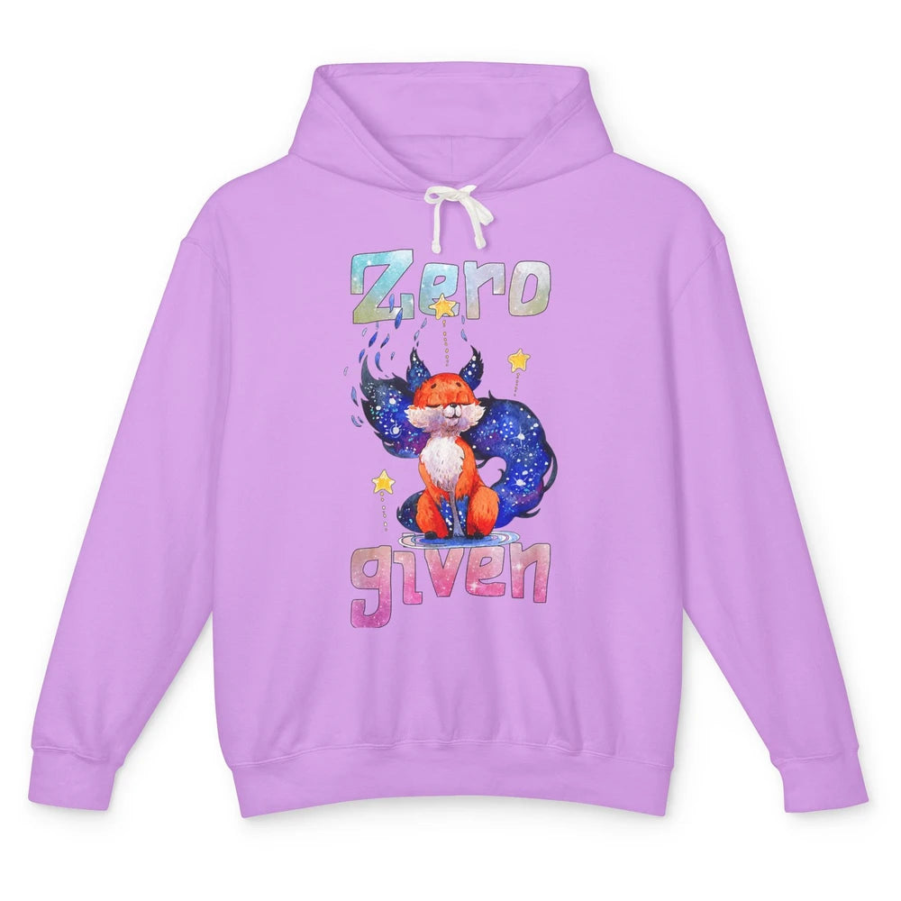 Funny Zero Fox Given Cute Watercolor Animal Sarcastic Foxes Unisex Lightweight Hoodie