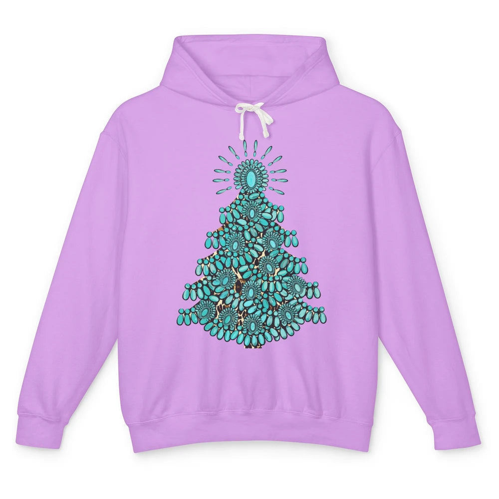 Turquoise Christmas Tree Western Christmas Country Farm Unisex Lightweight Hoodie