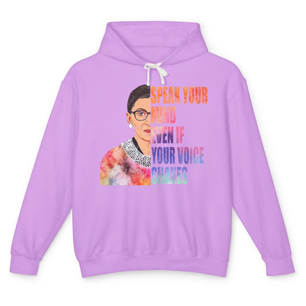 Retro Notorious RBG Speak Your Mind Even If Your Voice Shake Unisex Lightweight Hoodie