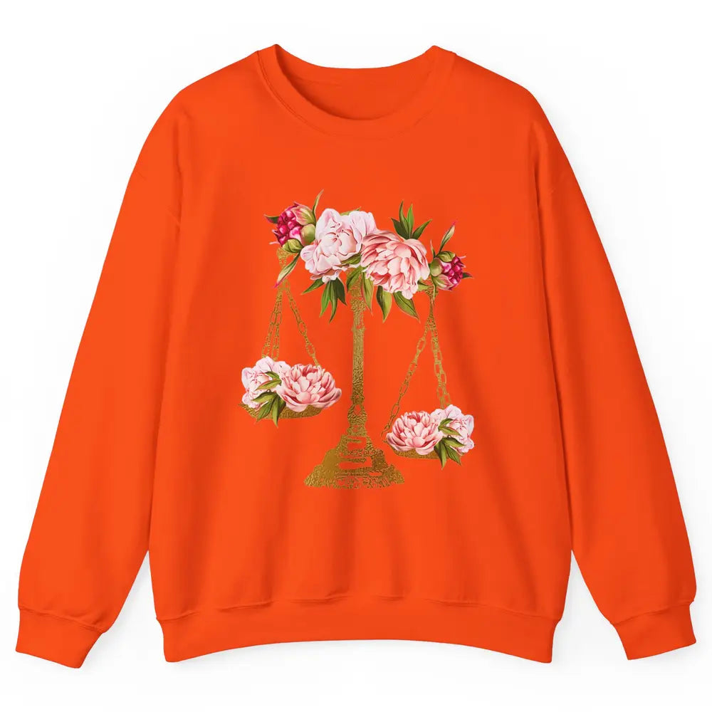 Wildflowers Lawyer Office Scales Decor Justice Law School Unisex Crewneck Sweatshirt