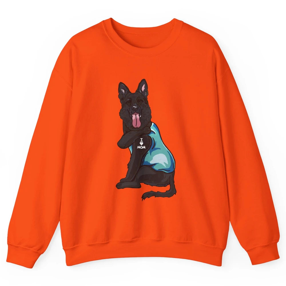 Black German Shepherd I Heart Mom Dog Mom Mother's Day Gift Unisex Crewneck Sweatshirt