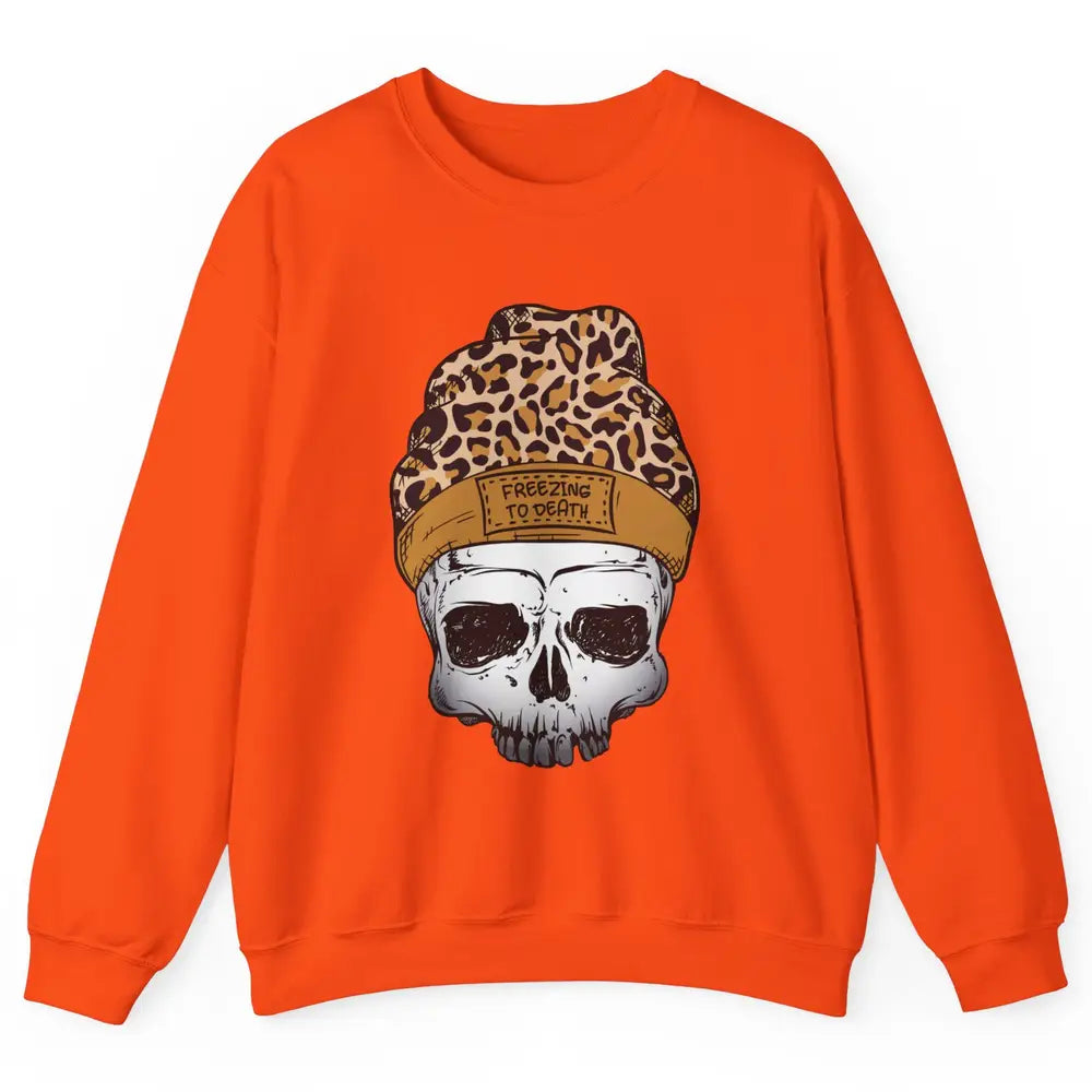 Leopard Skull Freezing To Death Snowflakes Christmas Winter Unisex Crewneck Sweatshirt