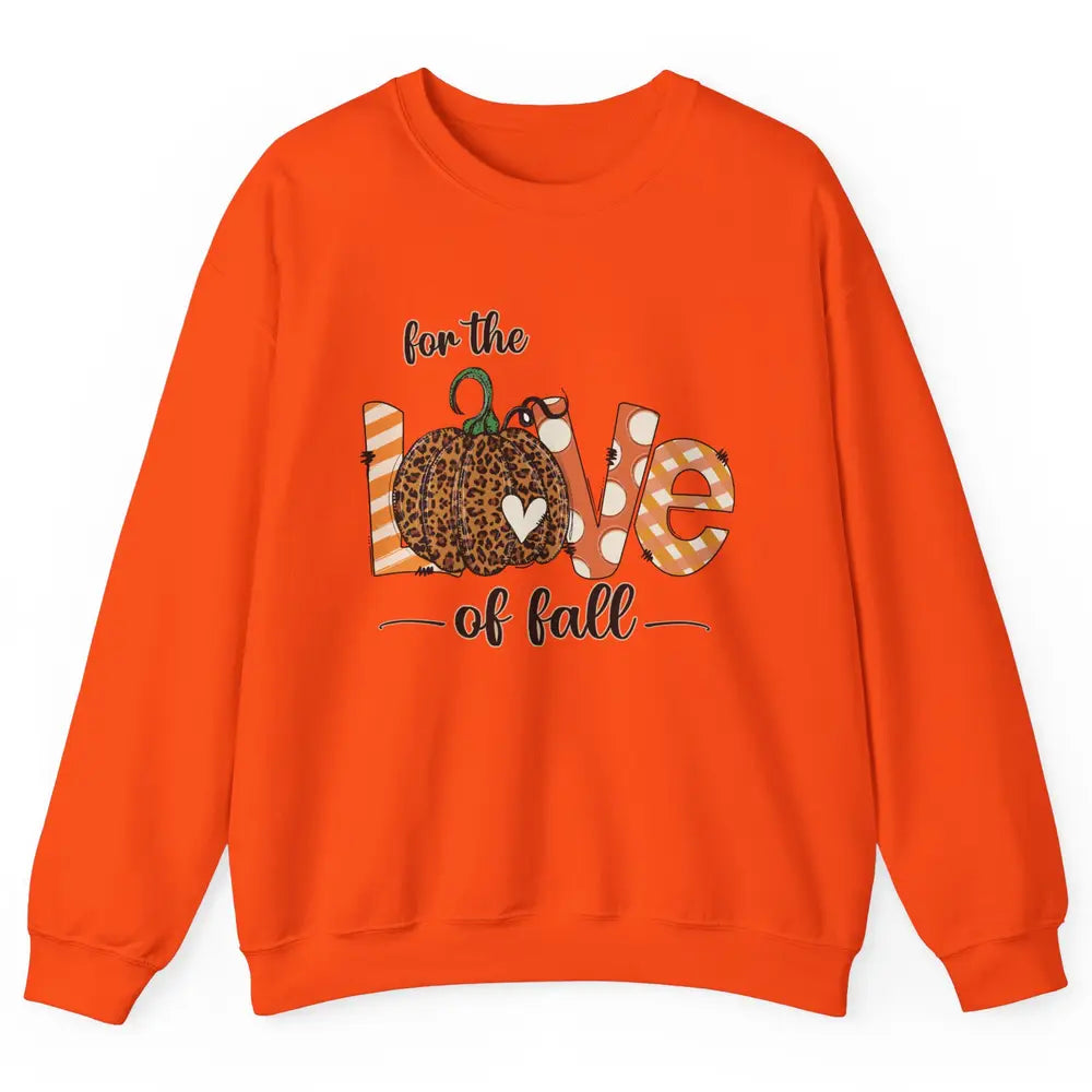 Retro Love Fall Y'All Leopard Pumpkin Heart Halloween Fall Unisex Crewneck Sweatshirt