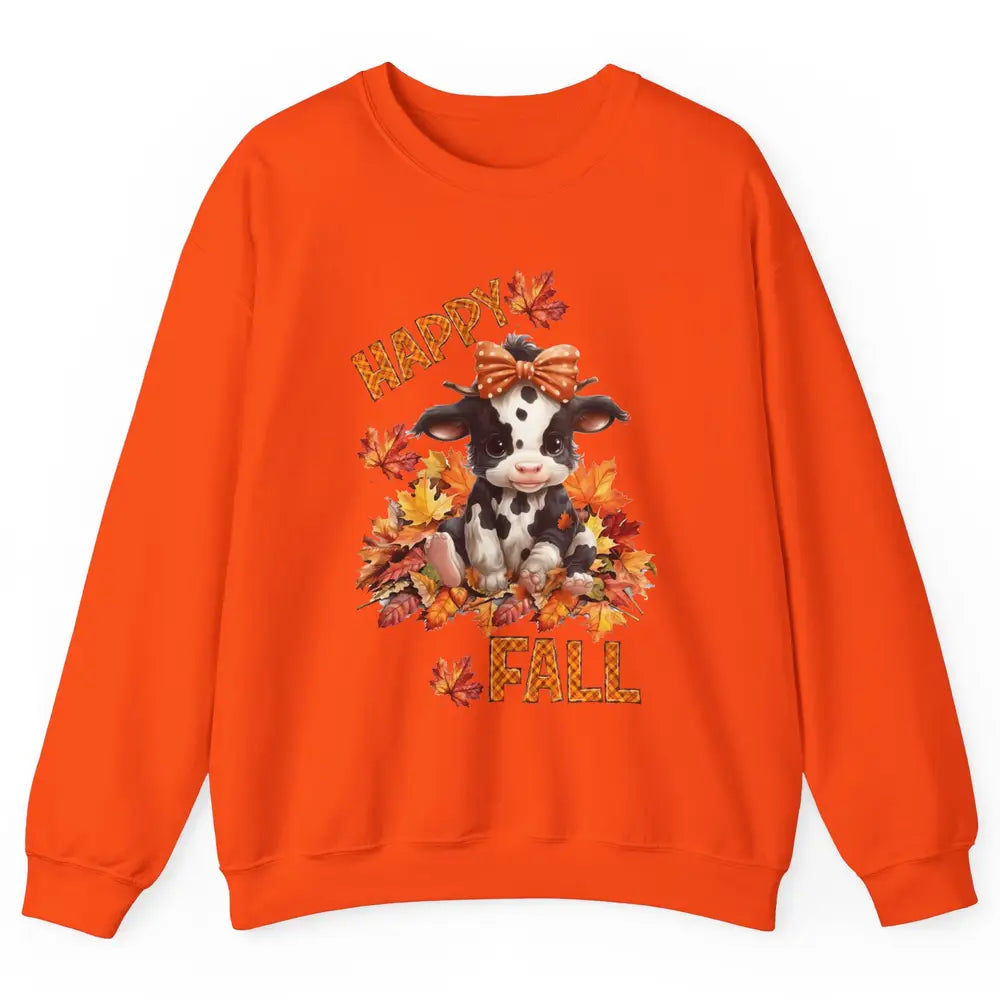 Cute Baby Cow Bandana Hay Fall Pumpkin Thanksgiving Autumn Unisex Crewneck Sweatshirt