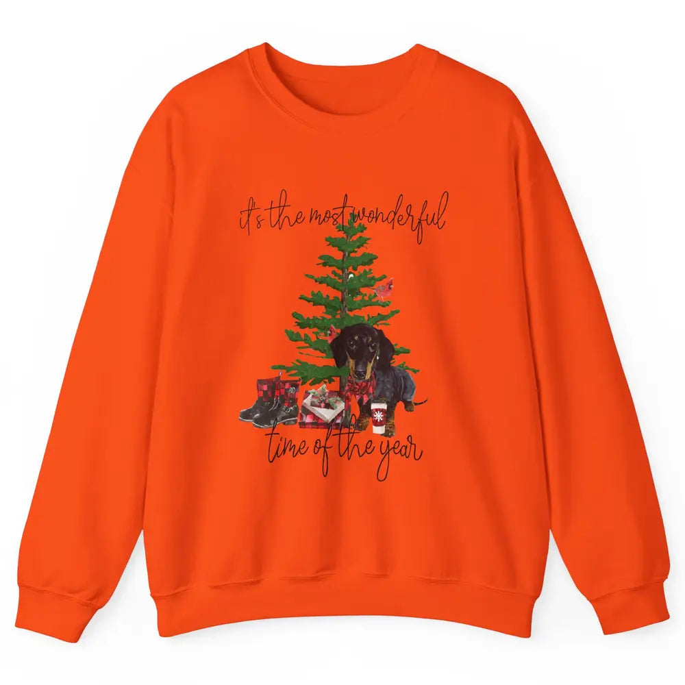 Dachshund Christmas Tree The Most Wonderful Time Of The Year Unisex Crewneck Sweatshirt