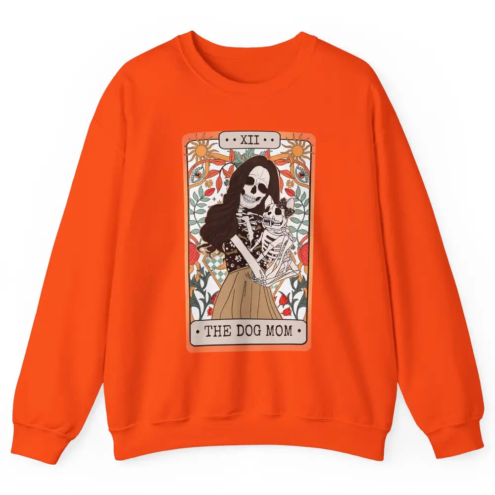 Retro Skeleton Tarot Card The Dog Mom Halloween Dog Lovers Unisex Crewneck Sweatshirt