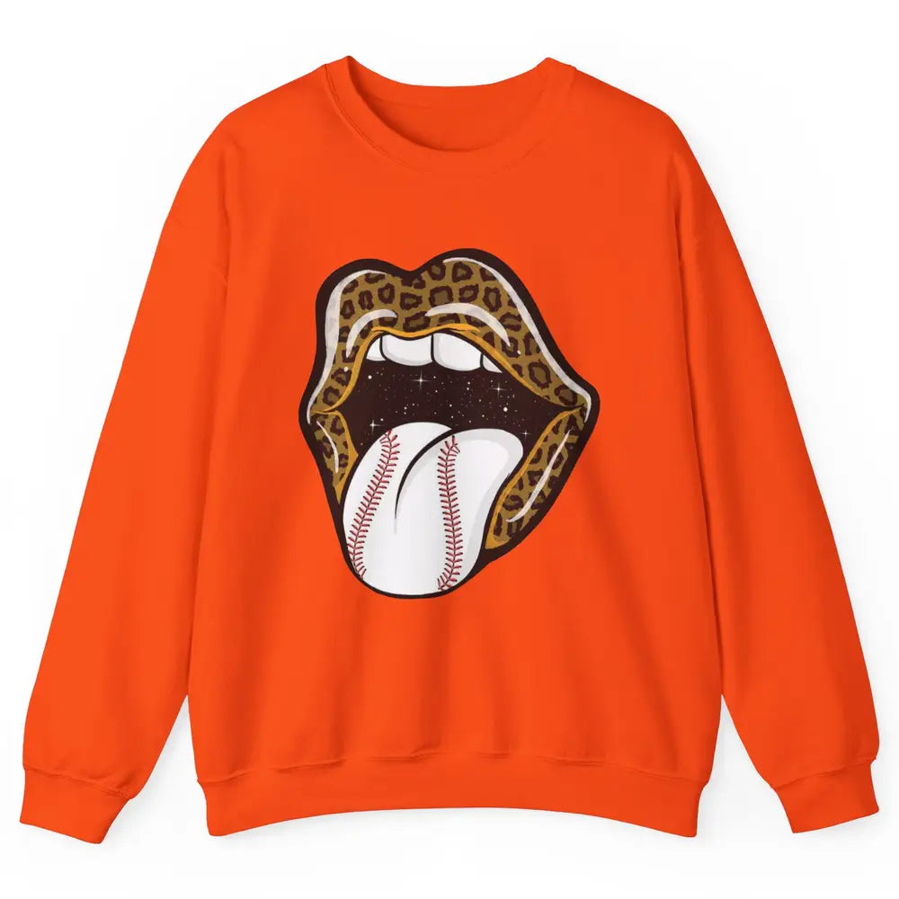 Baseball Lovers Leopard Lips Baseball Players Gift Unisex Crewneck Sweatshirt